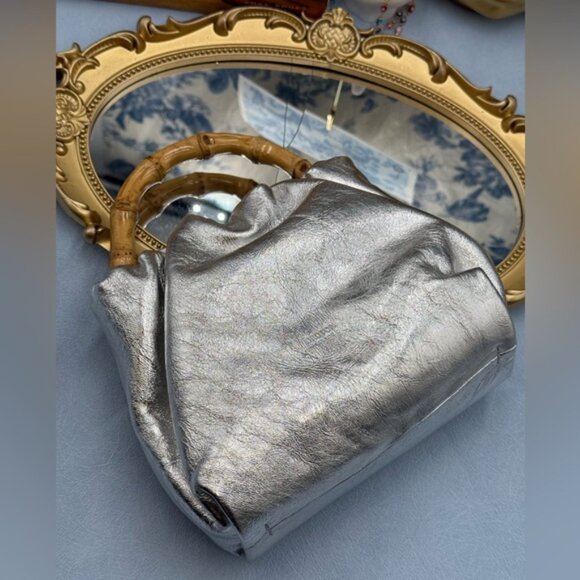 🆕 OROTON 🧿 NWT Gretel Mini Top Handle, Metallic Silver - Picture 15 of 16